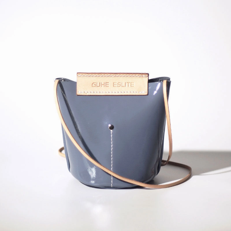Handmade Fashion Women Leather bucket crossbody bag Barrel shoulder bag for women