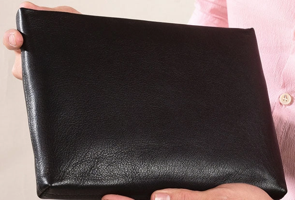 Handmade Genuine Leather Clutch Zip Long Wallet Purse Bag For Mens