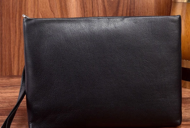 Handmade Genuine Leather Clutch Zip Long Wallet Purse Bag For Mens