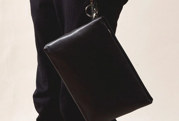 Handmade Genuine Leather Clutch Zip Long Wallet Purse Bag For Mens