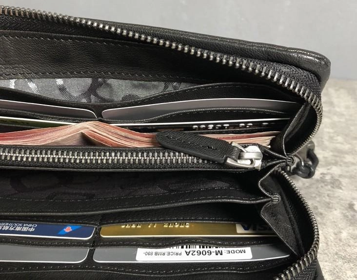 Handmade Genuine Leather Mens Cool Long Leather Wallet Biker Wallet Zipper Clutch Wristlet Wallet for Men