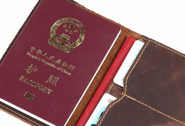 Handmade Genuine Leather Slim Wallet Bifold Long Wallet Passport Purse Bag For Mens