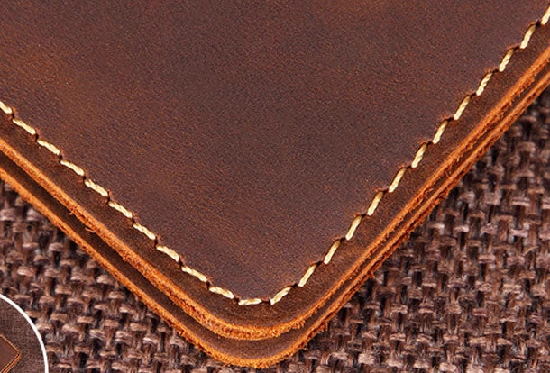 Handmade Genuine Leather Slim Wallet Bifold Long Wallet Passport Purse Bag For Mens