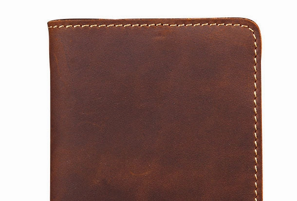 Handmade Genuine Leather Slim Wallet Bifold Long Wallet Passport Purse Bag For Mens
