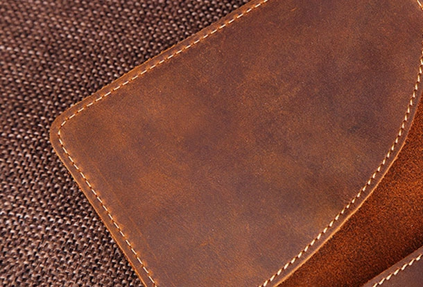 Handmade Genuine Leather Slim Wallet Bifold Long Wallet Passport Purse Bag For Mens