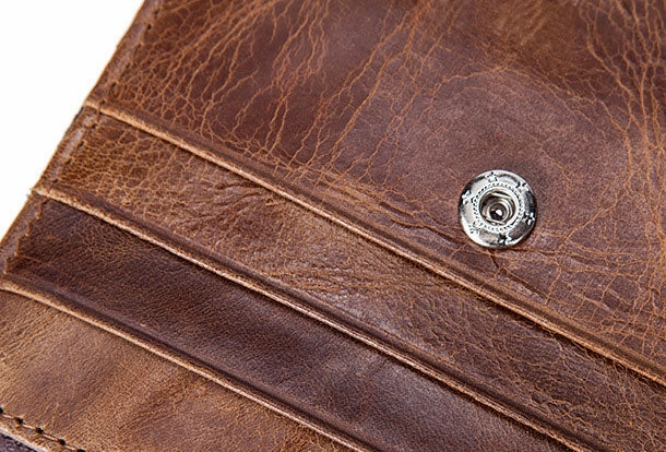 Handmade Genuine Leather Slim Zip Cards Wallet billfold Wallet Coin Purse Bag For Mens
