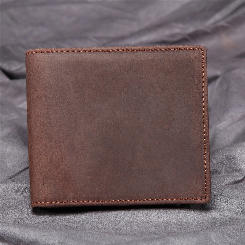Handmade Genuine Leather Vintage Mens Wallets Cool billfold Slim Bifold Wallet Card Wallet Purse for Mens