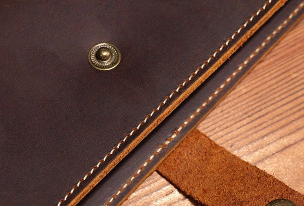 Handmade Genuine Leather Wallet Long Leather Wallet Bifold Wallet Bag For Mens