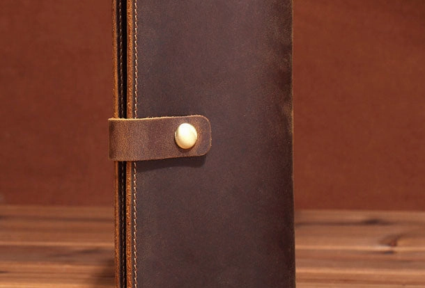 Handmade Genuine Leather Wallet Long Leather Wallet Bifold Wallet Bag For Mens