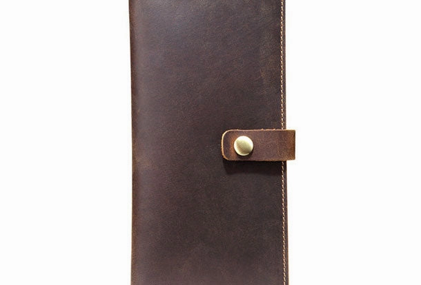 Handmade Genuine Leather Wallet Long Leather Wallet Bifold Wallet Bag For Mens