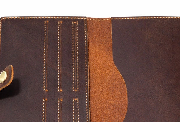 Handmade Genuine Leather Wallet Long Leather Wallet Bifold Wallet Bag For Mens