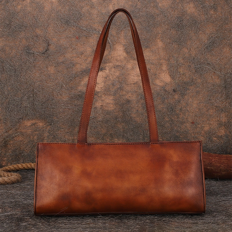 Handmade Green Leather Womens Vintage Baguette Bag Best Baguette Shoulder Bag Crossbody Purses for Ladies