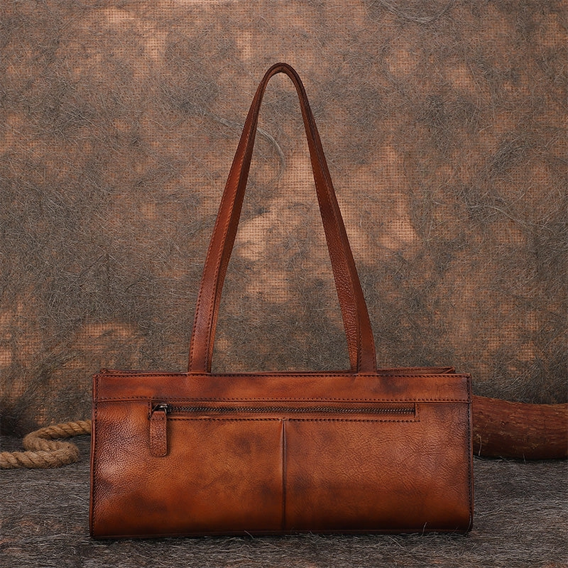 Handmade Green Leather Womens Vintage Baguette Bag Best Baguette Shoulder Bag Crossbody Purses for Ladies