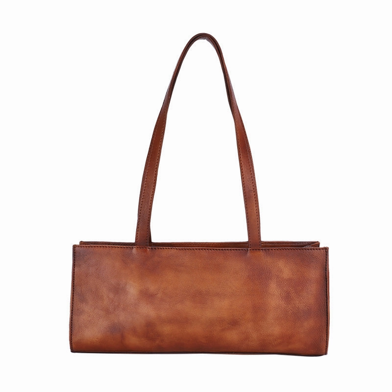 Handmade Green Leather Womens Vintage Baguette Bag Best Baguette Shoulder Bag Crossbody Purses for Ladies