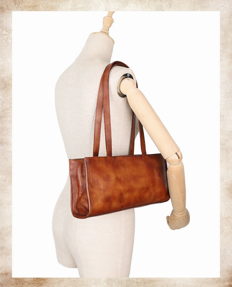 Handmade Green Leather Womens Vintage Baguette Bag Best Baguette Shoulder Bag Crossbody Purses for Ladies