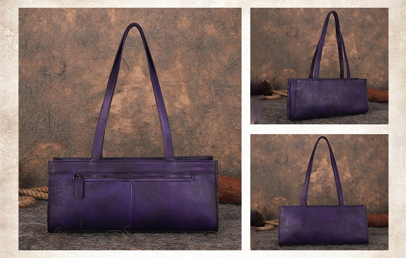 Handmade Green Leather Womens Vintage Baguette Bag Best Baguette Shoulder Bag Crossbody Purses for Ladies