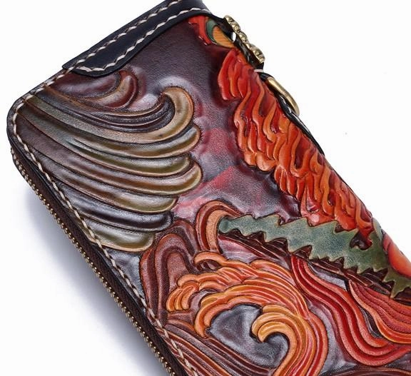 Handmade Leather Acalanatha Mens Chain Biker Wallet Cool Leather Wallet With Chain Wallets for Men
