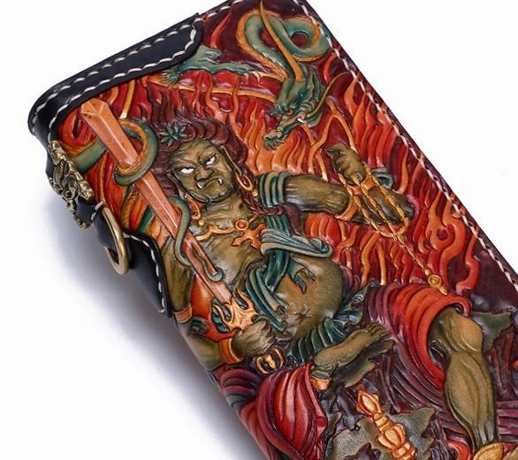 Handmade Leather Acalanatha Mens Chain Biker Wallet Cool Leather Wallet With Chain Wallets for Men