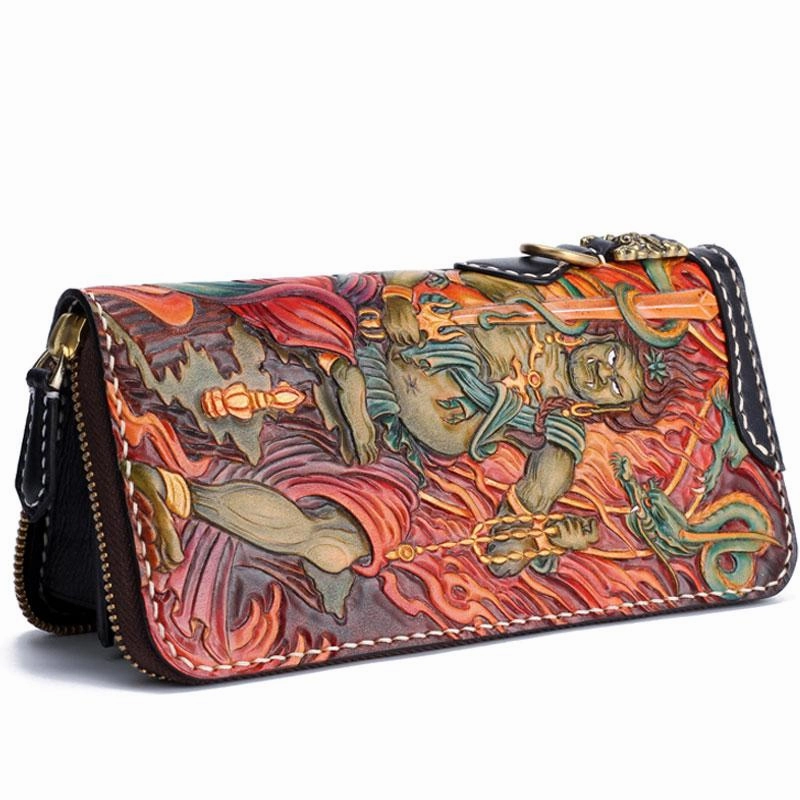 Handmade Leather Acalanatha Mens Chain Biker Wallet Cool Leather Wallet With Chain Wallets for Men