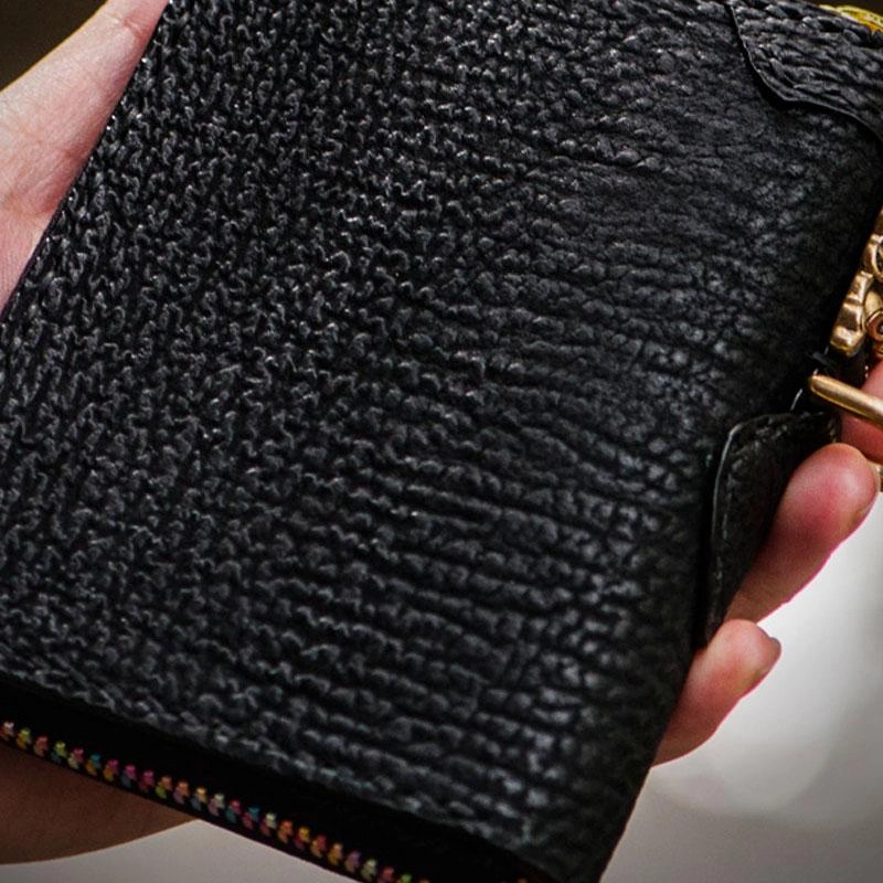 Handmade Leather Biker Wallet Mens Cool Small Chain Wallet billfold Trucker Wallet with Chain