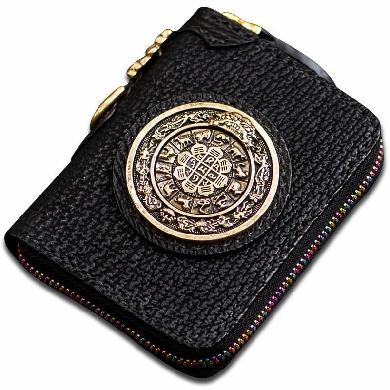 Handmade Leather Biker Wallet Mens Cool Small Chain Wallet billfold Trucker Wallet with Chain