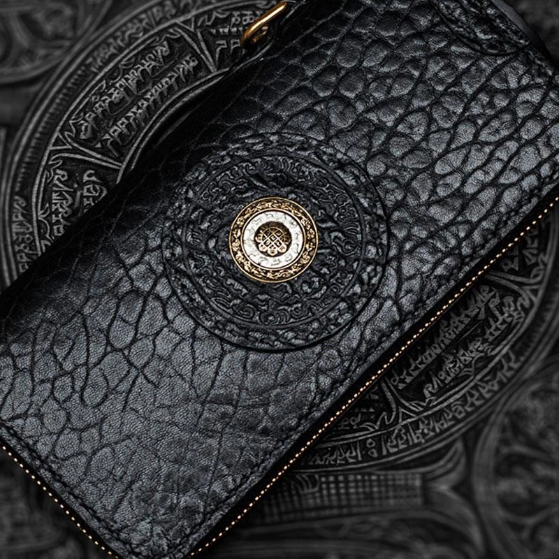 Handmade Leather Black Chain Wallet Mens Biker Wallet Cool Leather Wallet Long Wallets for Men