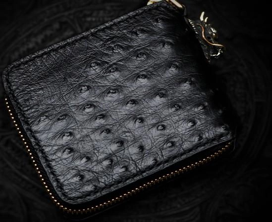 Handmade Leather Black Small Biker Wallet Mens Cool billfold Chain Wallet Trucker Wallet with Chain
