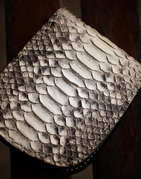 Handmade Leather Boa Skin Tooled Mens billfold Wallet Cool Small Wallet for Men