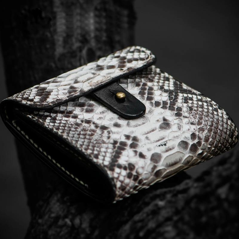 Handmade Leather Boa Skin Tooled Mens billfold Wallet Cool Small Wallet for Men