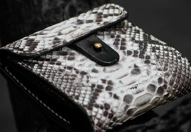 Handmade Leather Boa Skin Tooled Mens billfold Wallet Cool Small Wallet for Men