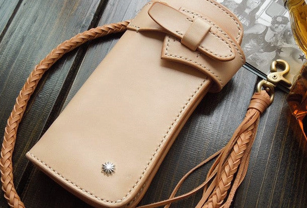Handmade leather chain biker wallet bifold trucker wallets Chain Long wallets for men