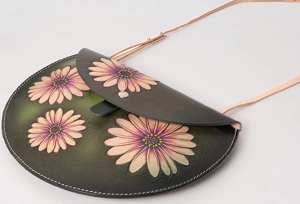 Handmade Leather crossbody purse bag clutch green purse for women leather bag