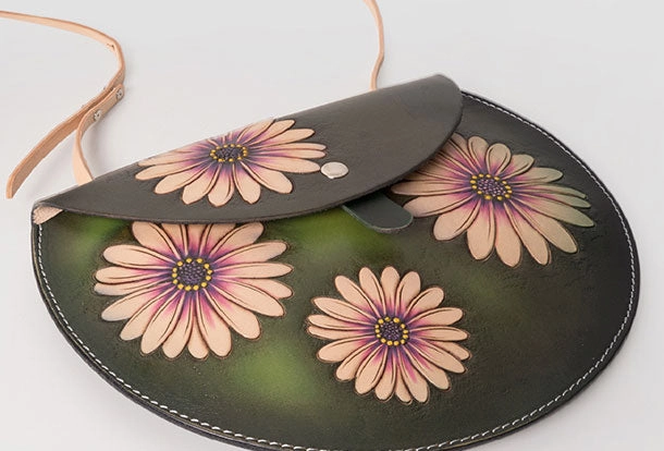 Handmade Leather crossbody purse bag clutch green purse for women leather bag