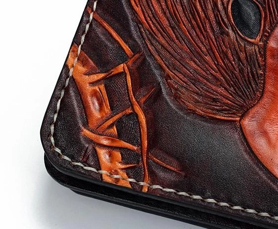 Handmade Leather Indian Eagle Mens Chain Biker Wallet Cool Leather Wallet With Chain Wallets for Men