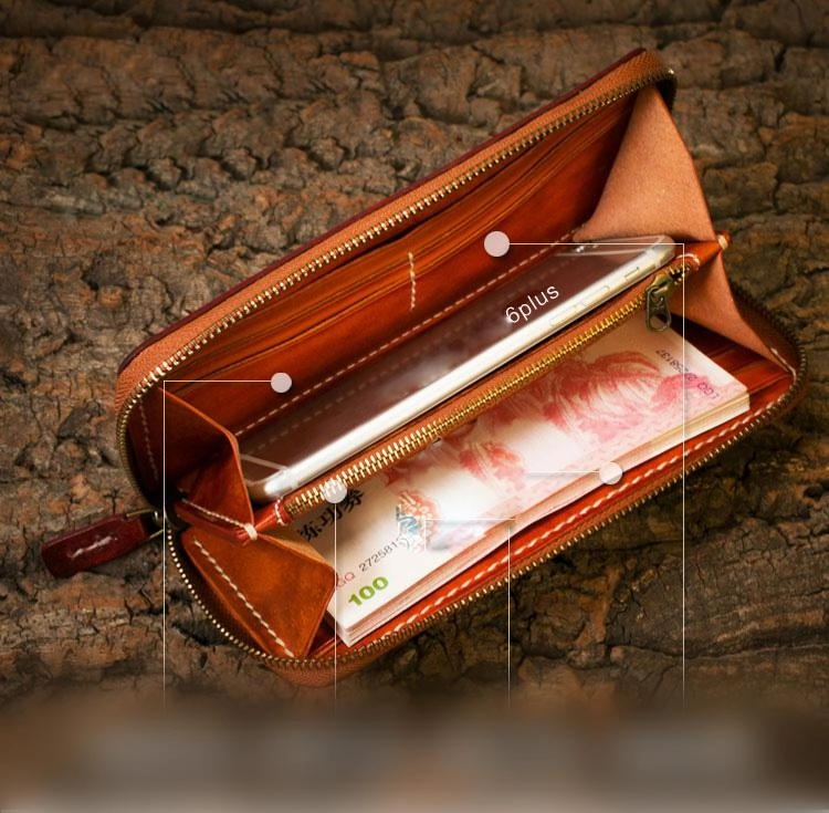 Handmade Leather Mens Biker Chain Wallet Cool Leather Biker Wallets Long Chain Wallet for Men