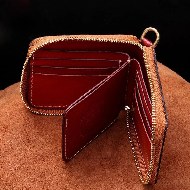 Handmade Leather Mens Biker Chain Wallet Cool Leather Wallet Small Chain Wallets for Men