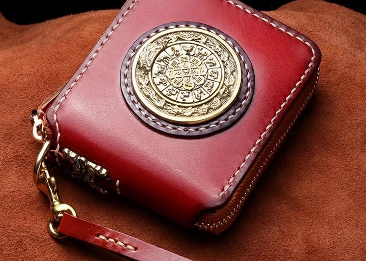 Handmade Leather Mens Biker Chain Wallet Cool Leather Wallet Small Chain Wallets for Men