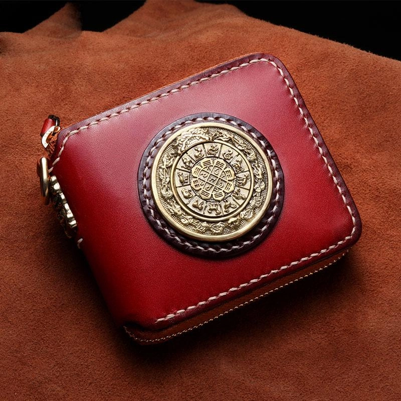 Handmade Leather Mens Biker Chain Wallet Cool Leather Wallet Small Chain Wallets for Men