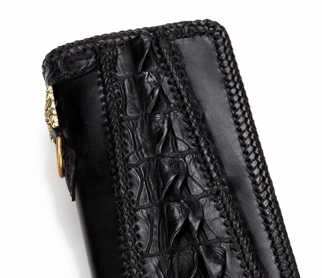 Handmade Leather Mens Biker Chain Wallets Cool Leather Biker Wallets Long Chain Wallet for Men