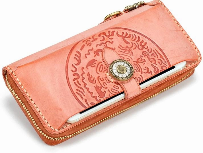 Handmade Leather Mens Chain Biker Wallet Cool Leather Wallet Long Phone Wallets for Men