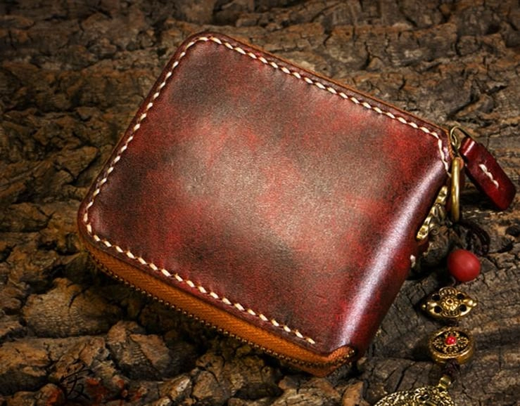 Handmade Leather Mens Chain Biker Wallet Cool Leather Wallet Small Wallets for Men
