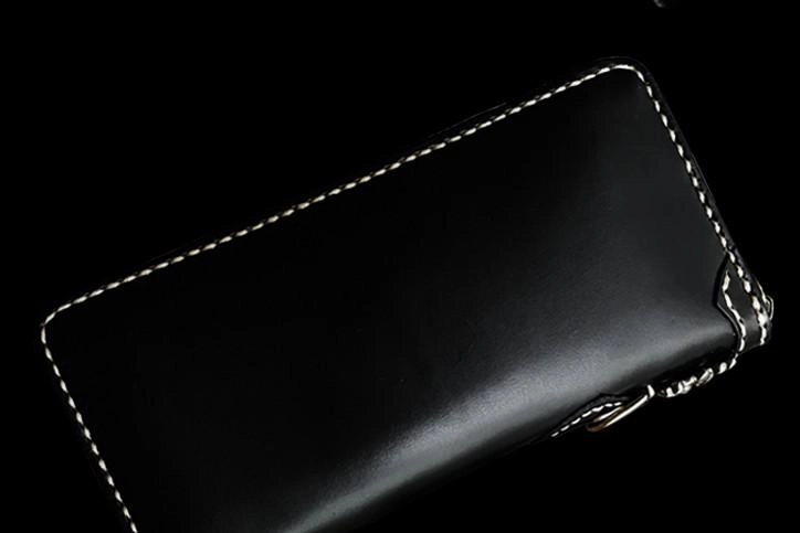 Handmade Leather Mens Chain Biker Wallet Leather Clutch Wallet Cool Long Wallets for Men