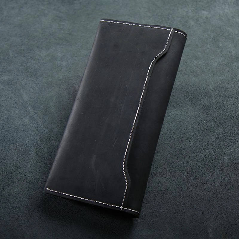 Handmade Leather Mens Clutch Wallet Cool Leather Wallet Long Phone Wallets for Men