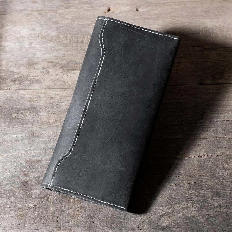 Handmade Leather Mens Clutch Wallet Cool Leather Wallet Long Phone Wallets for Men