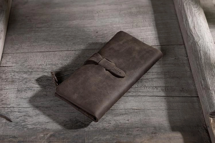 Handmade Leather Mens Clutch Wallet Cool Leather Wallet Long Phone Wallets for Men