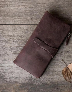 Handmade Leather Mens Clutch Wallet Cool Leather Wallet Long Phone Wallets for Men