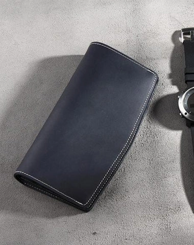 Handmade Leather Mens Clutch Wallet Cool Leather Wallet Long Phone Wallets for Men