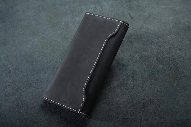 Handmade Leather Mens Clutch Wallet Cool Leather Wallet Long Phone Wallets for Men