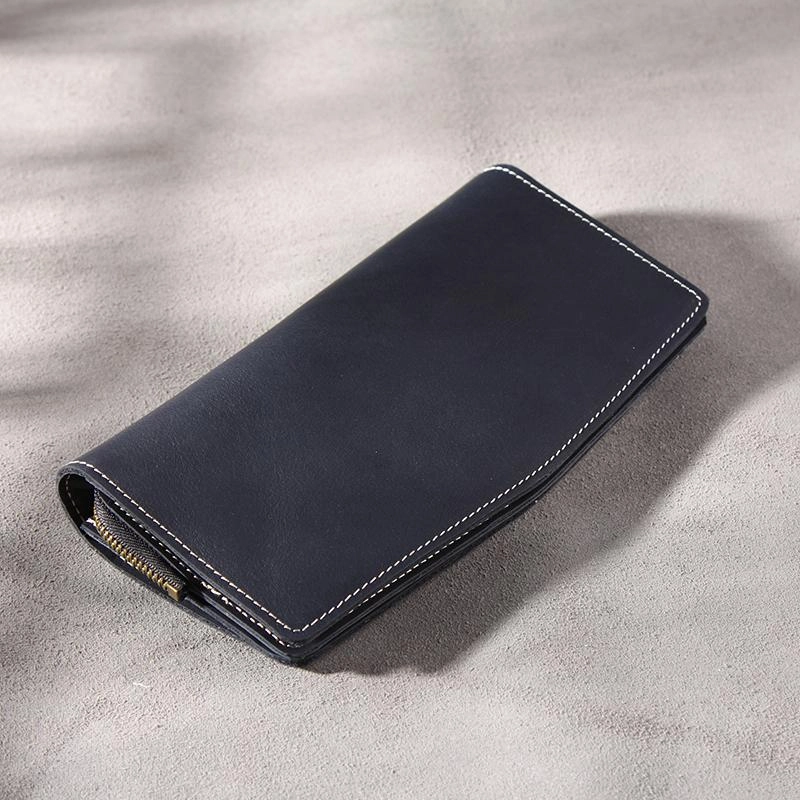 Handmade Leather Mens Clutch Wallet Cool Leather Wallet Long Phone Wallets for Men