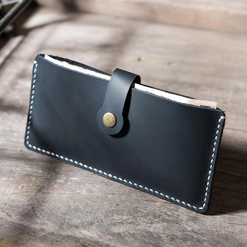 Handmade Leather Mens Clutch Wallet Cool Slim Leather Wallet Long Phone Wallets for Men